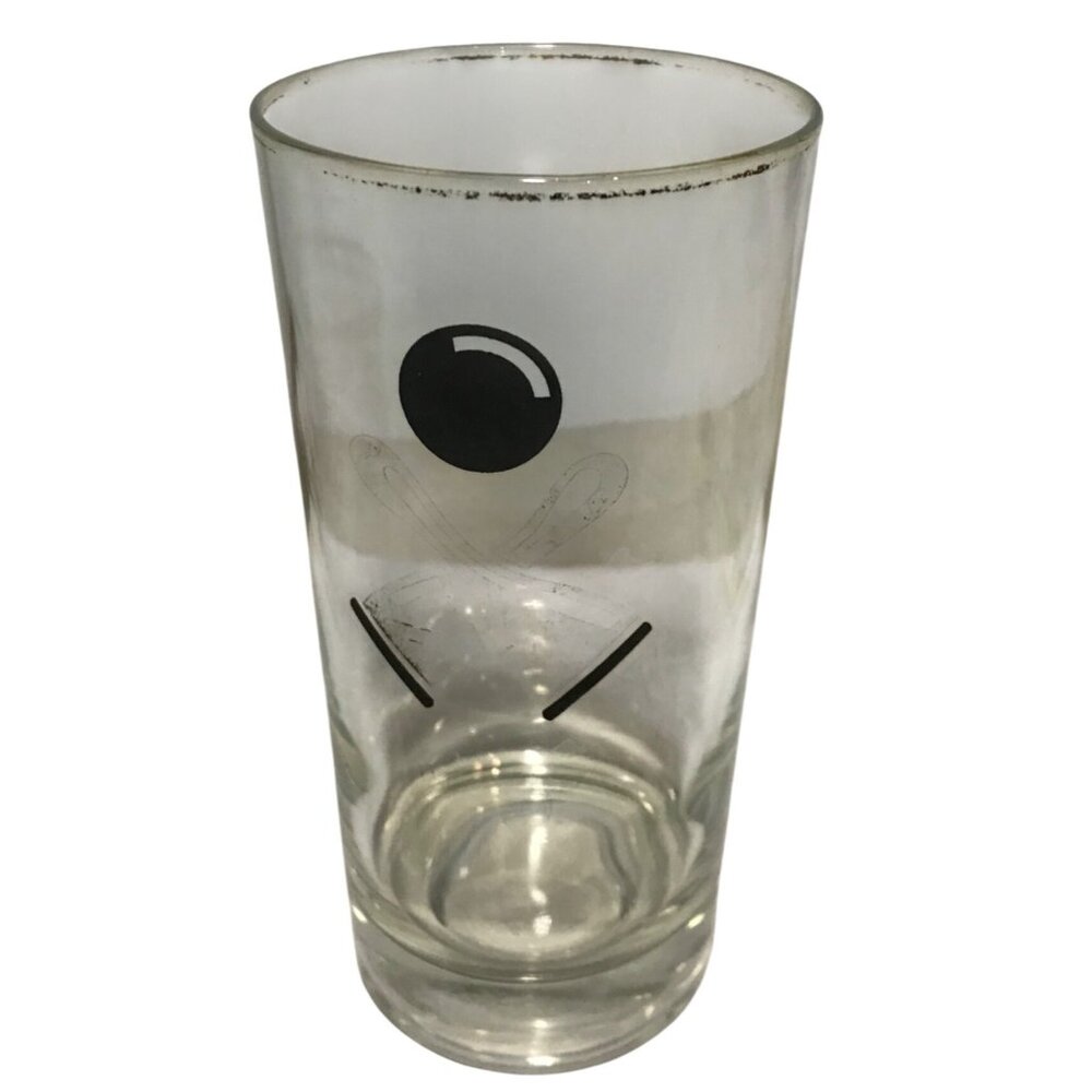 Bowling Ball Highball Glass Black 5.75" Tall